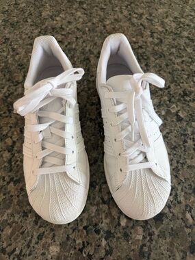 adidas White Superstar Low-Top Athletic Sneakers